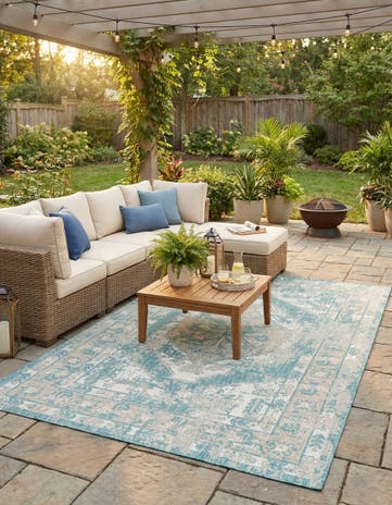 6' x 9' Easy-Clean Traditional Indoor / Outdoor Rug