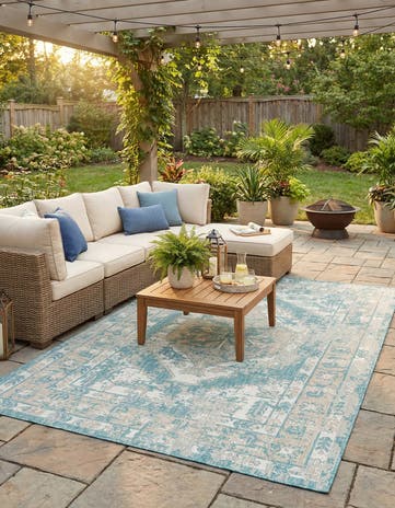 6' x 9' Easy-Clean Traditional Indoor / Outdoor Rug
