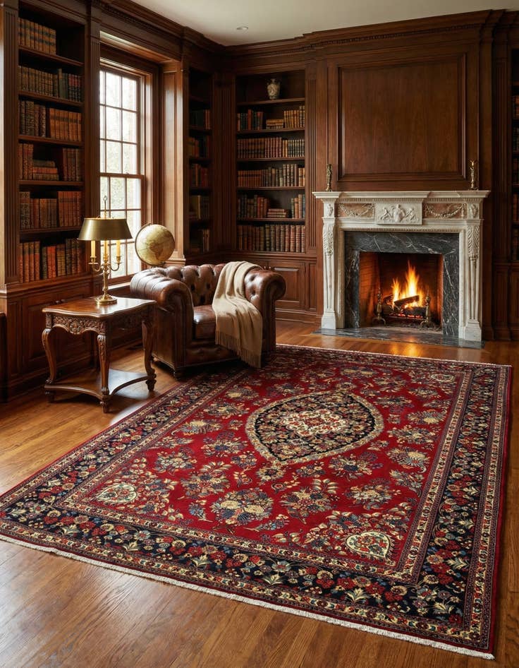 Detail image of 6' 9 x 9' 8  Hand Knotted Qom Persian Rug