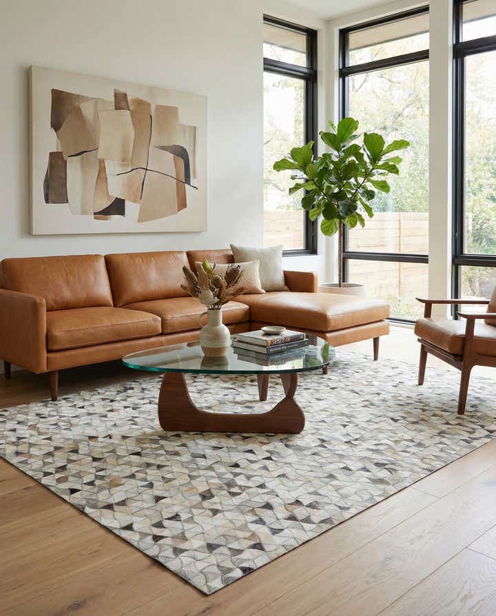 5' 1 x 8' Cowhide Leather Rug