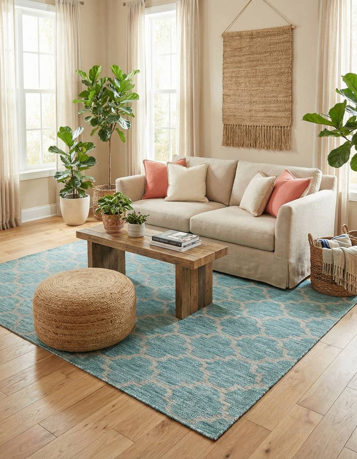 Detail image of 7' x 10' Easy-Clean Trellis Indoor / Outdoor Rug