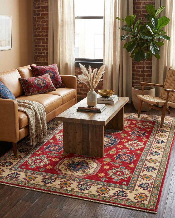 Detail image of 5' 9 x 8' Hand Knotted Kazak Rug
