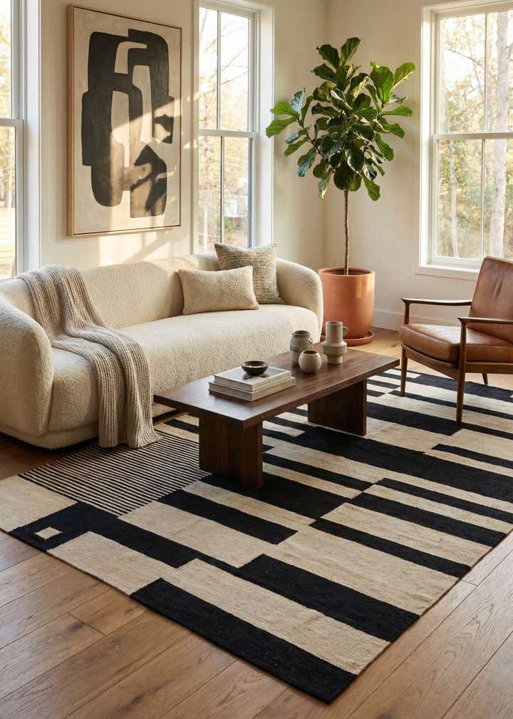 5' 8 x 7' 9 Hand Woven Kilim Modern Wool Rug