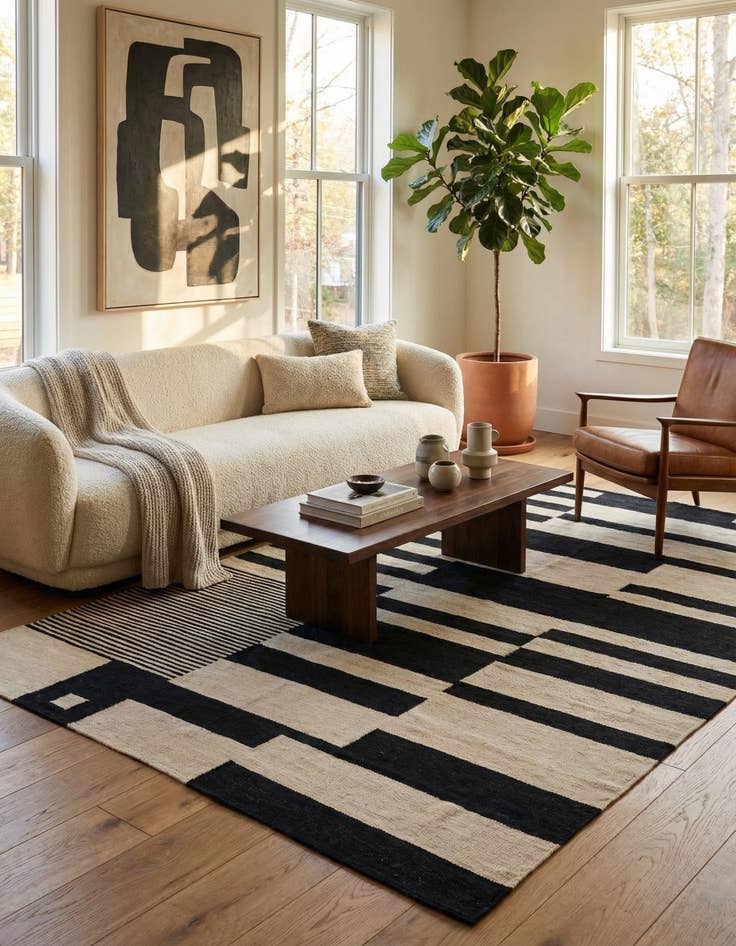 Detail image of 5' 8 x 7' 9  Hand Woven Kilim Modern Wool Rug