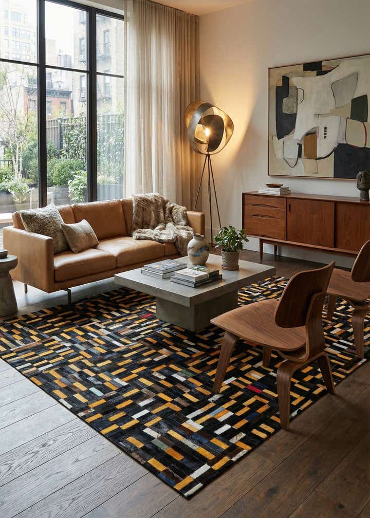 5' 2 x 8' 1 Cowhide - Patchwork Rug
