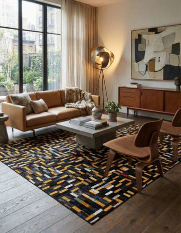5' 2 x 8' 1 Cowhide - Patchwork Rug