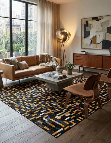 5' 2 x 8' 1 Cowhide - Patchwork Rug