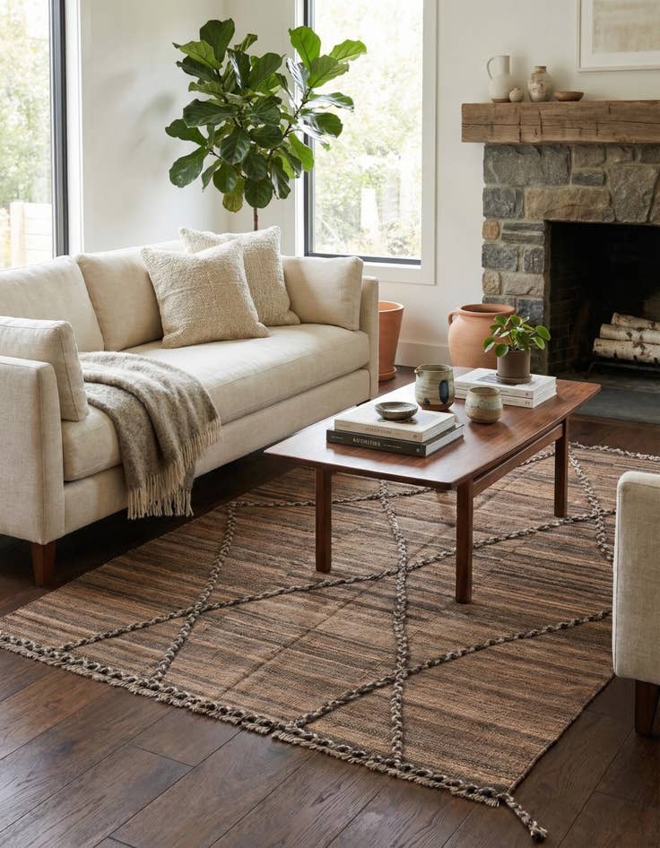 Detail image of 4' 3 x 5' 11  Hand Woven Kilim Modern Wool Rug