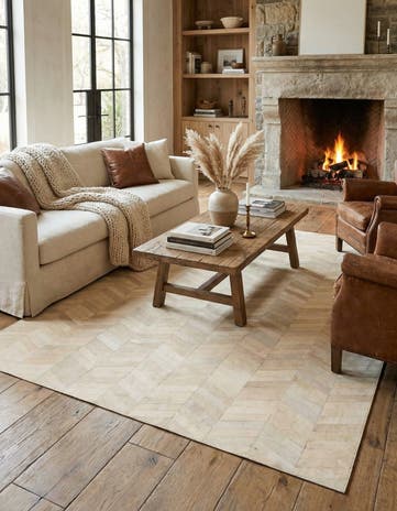 5' 3 x 7' 7 Cowhide Leather Rug