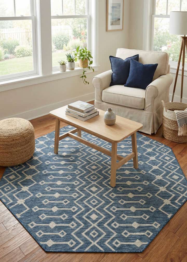 7' x 7' Easy-Clean Trellis Indoor / Outdoor Octagon Rug