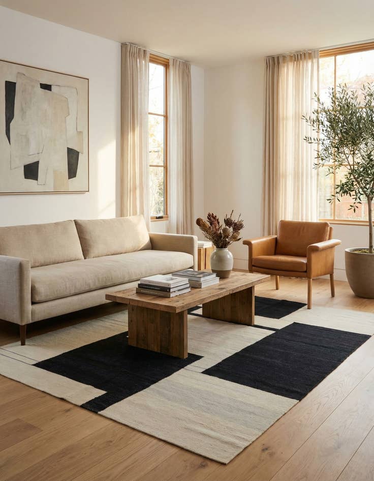 Detail image of 5' x 6' 6  Hand Woven Kilim Modern Wool Rug