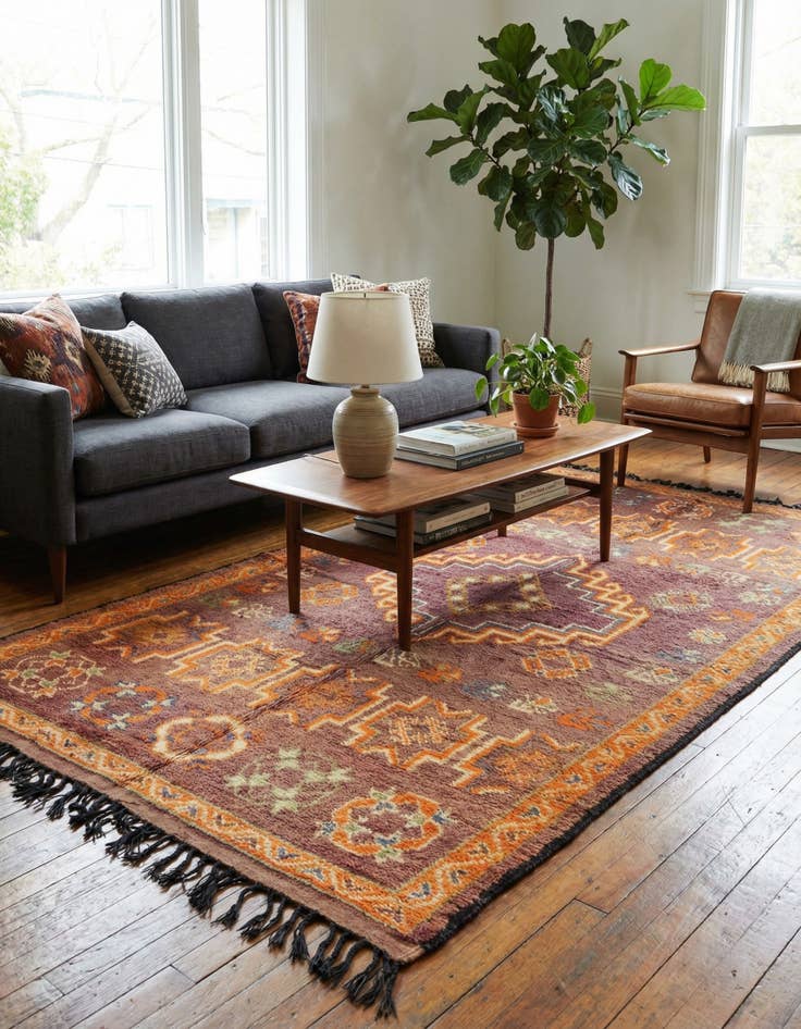 Detail image of  5' 5 x 10' 10  Hand Knotted Moroccan Wool Runner Rug