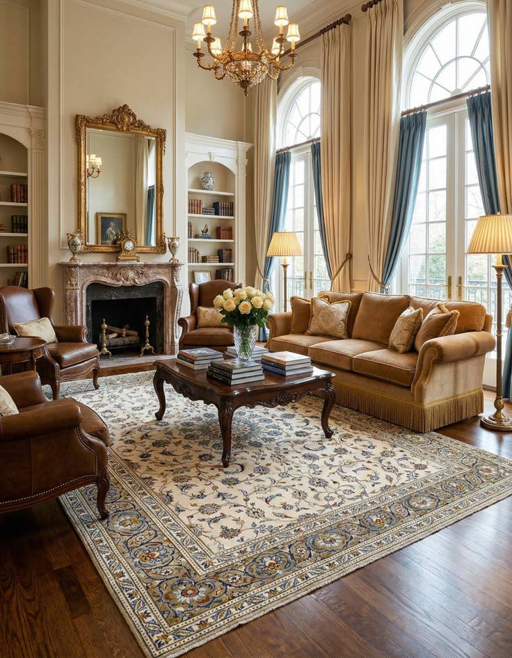 Detail image of 9' 1 x 11' 7 Kashan Wool Rug