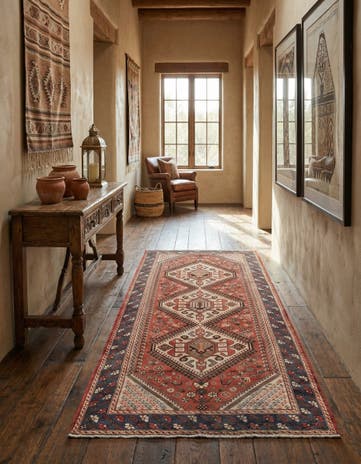 5' x 9' 9 Hand Knotted Shiraz Persian Wool Runner Rug