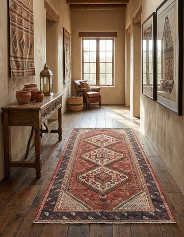5' x 9' 9 Hand Knotted Shiraz Persian Wool Runner Rug