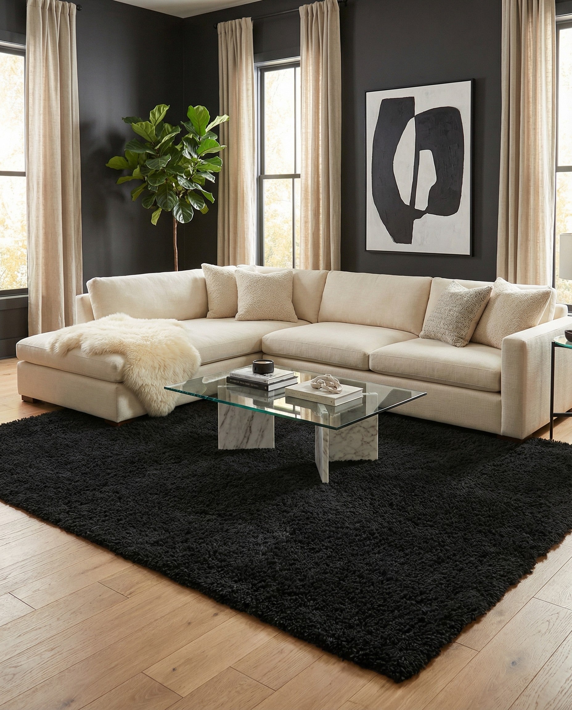  5' 7 x 7' 7 Solid Shag Rug