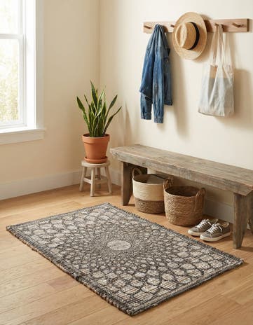 2' x 3' 1 Hand Woven Chenille Jute Rug