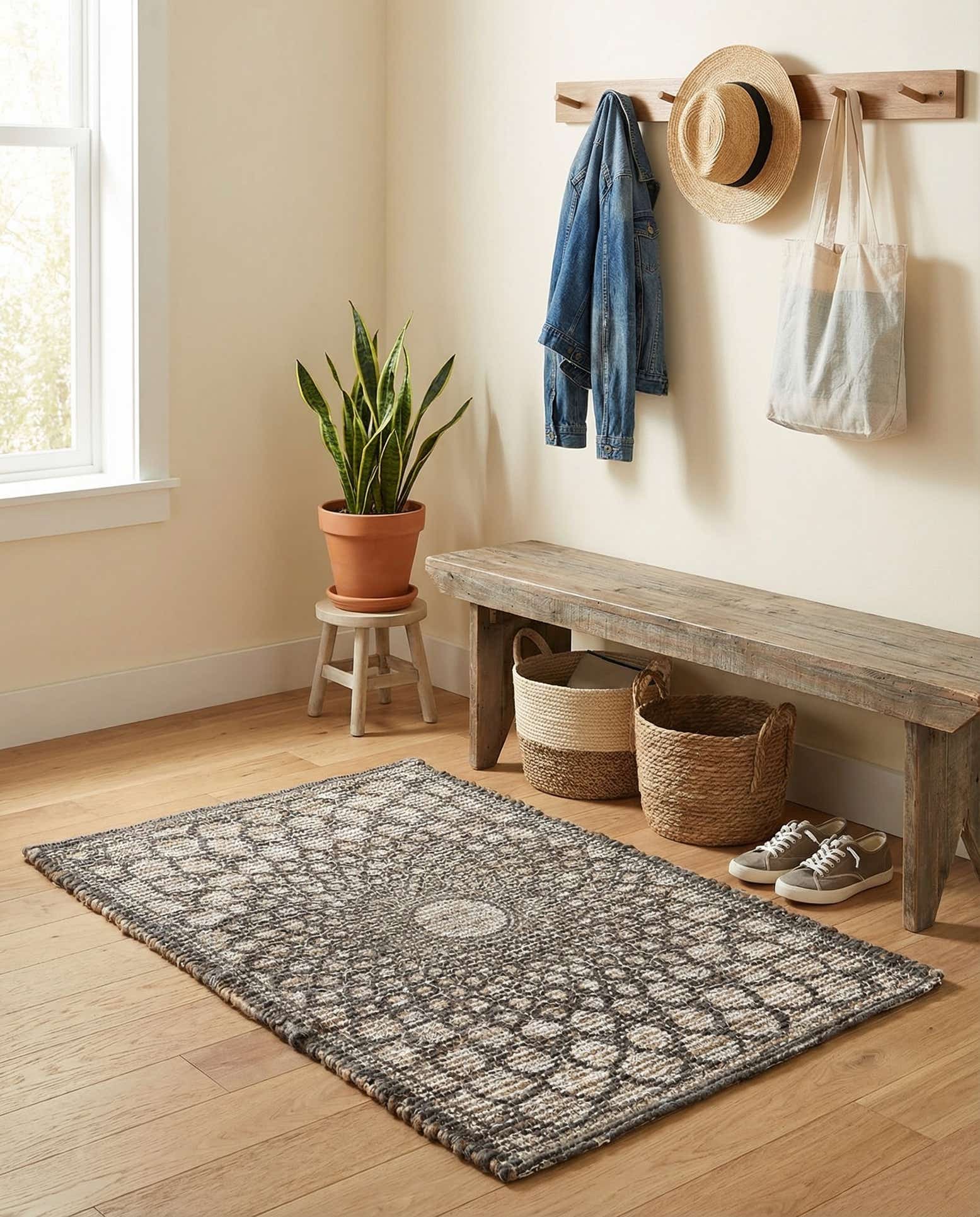60cm x 95cm Handgewebt Chenille Jute Teppich