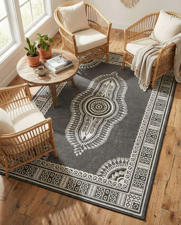 5' 3 x 8' Easy-Clean Traditional Indoor / Outdoor Rug