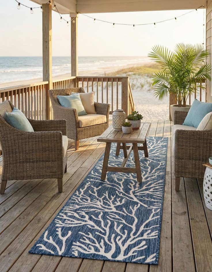 Detail image of 2' 7 x 12' Easy-Clean Coastal Indoor / Outdoor Runner Rug