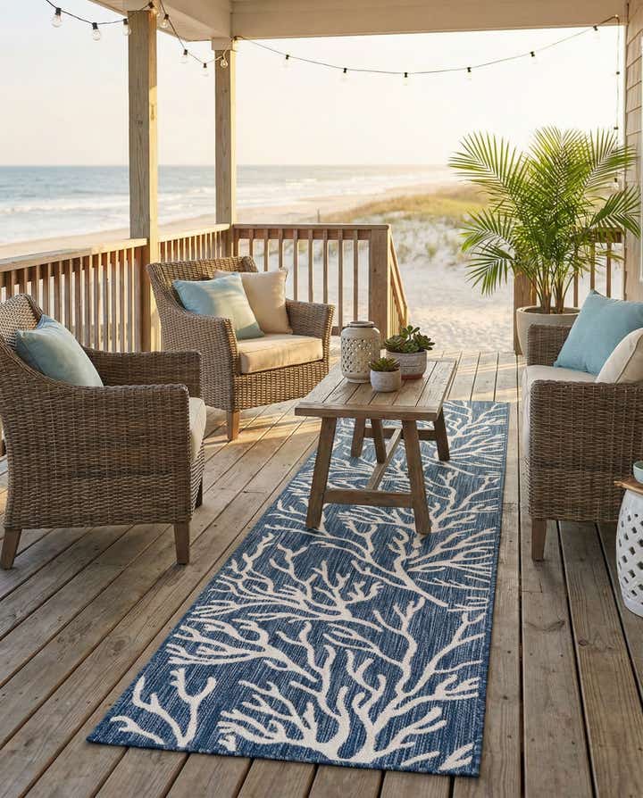 2' 7 x 12' Easy-Clean Coastal Indoor / Outdoor Runner Rug
