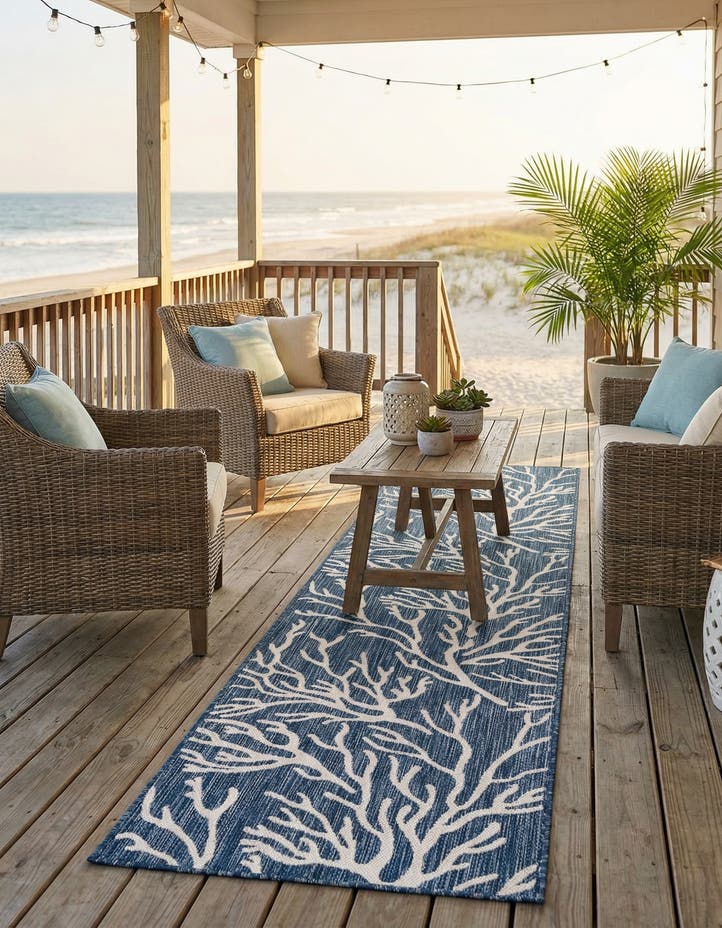 2' 7 x 12' Easy-Clean Coastal Indoor / Outdoo...