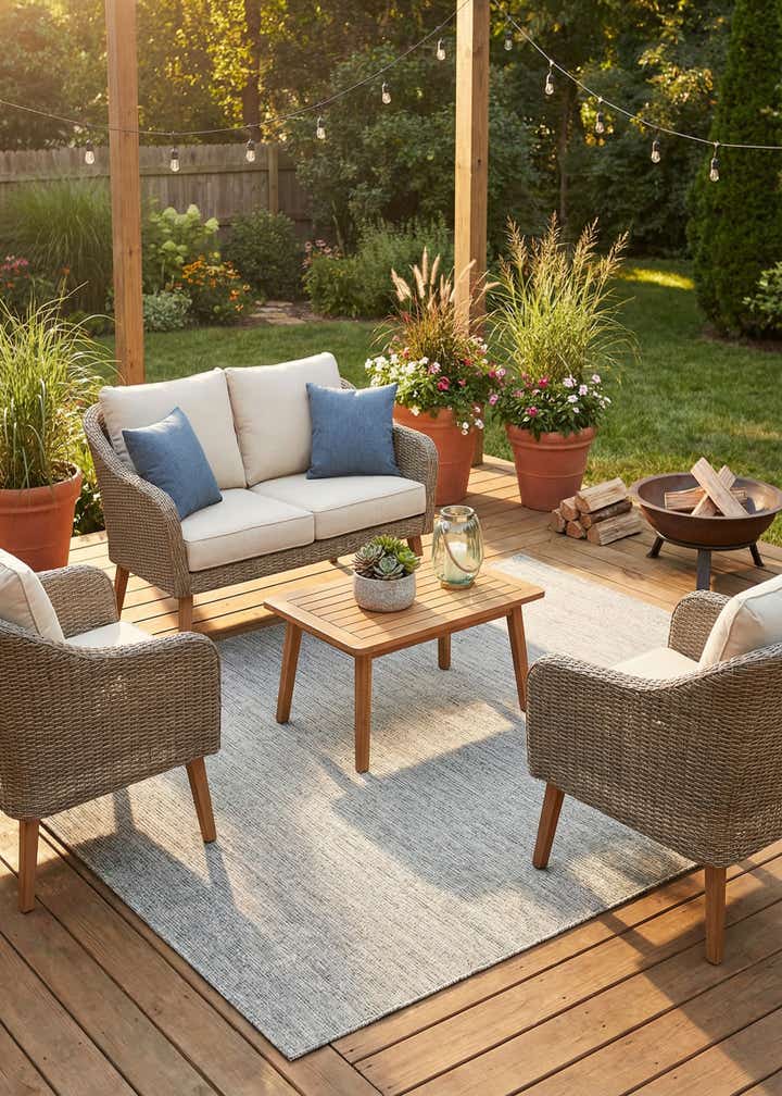 6' x 9' Easy-Clean Solid Indoor / Outdoor Rug