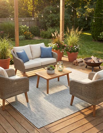 6' x 9' Easy-Clean Solid Indoor / Outdoor Rug