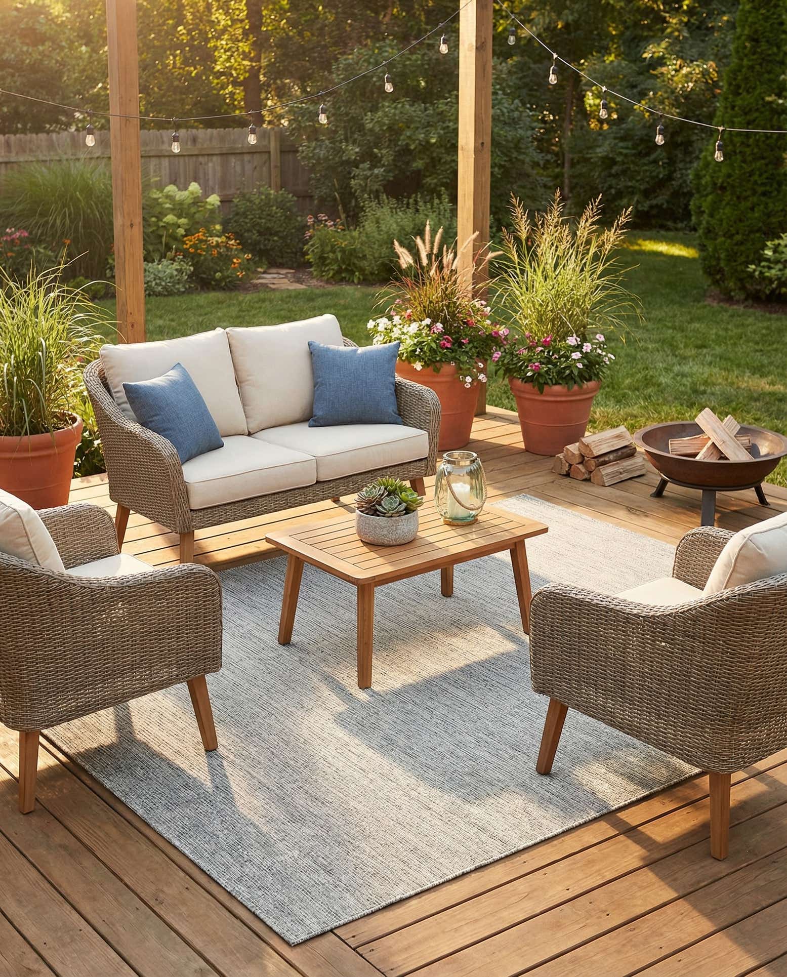 6' x 9' Easy-Clean Solid Indoor / Outdoor Rug