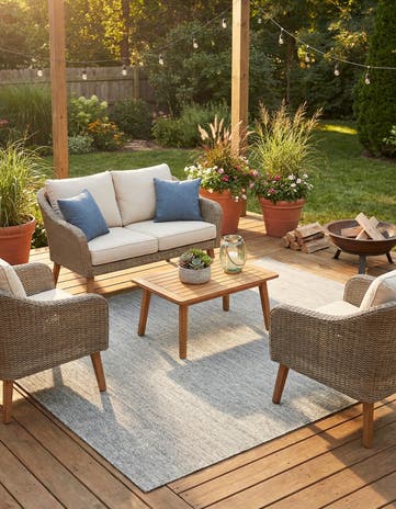 6' x 9' Easy-Clean Solid Indoor / Outdoor Rug