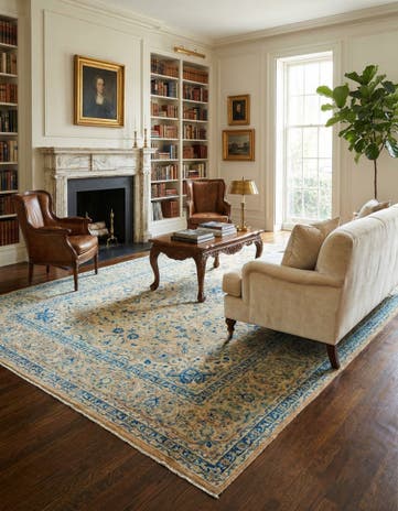 9' 7 x 13' Hand Knotted Mashad Persian Wool Rug