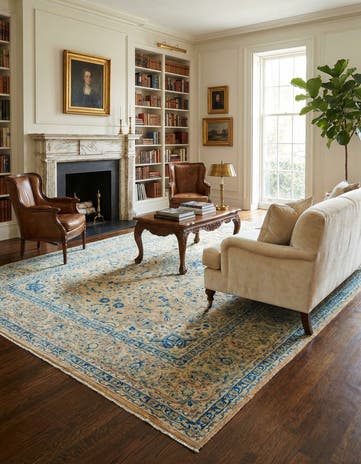 9' 7 x 13' Hand Knotted Mashad Persian Wool Rug