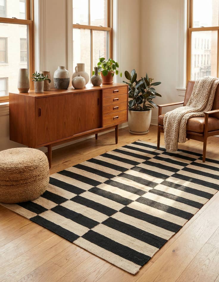 Detail image of 2' 8 x 3' 10  Hand Woven Kilim Modern Wool Rug