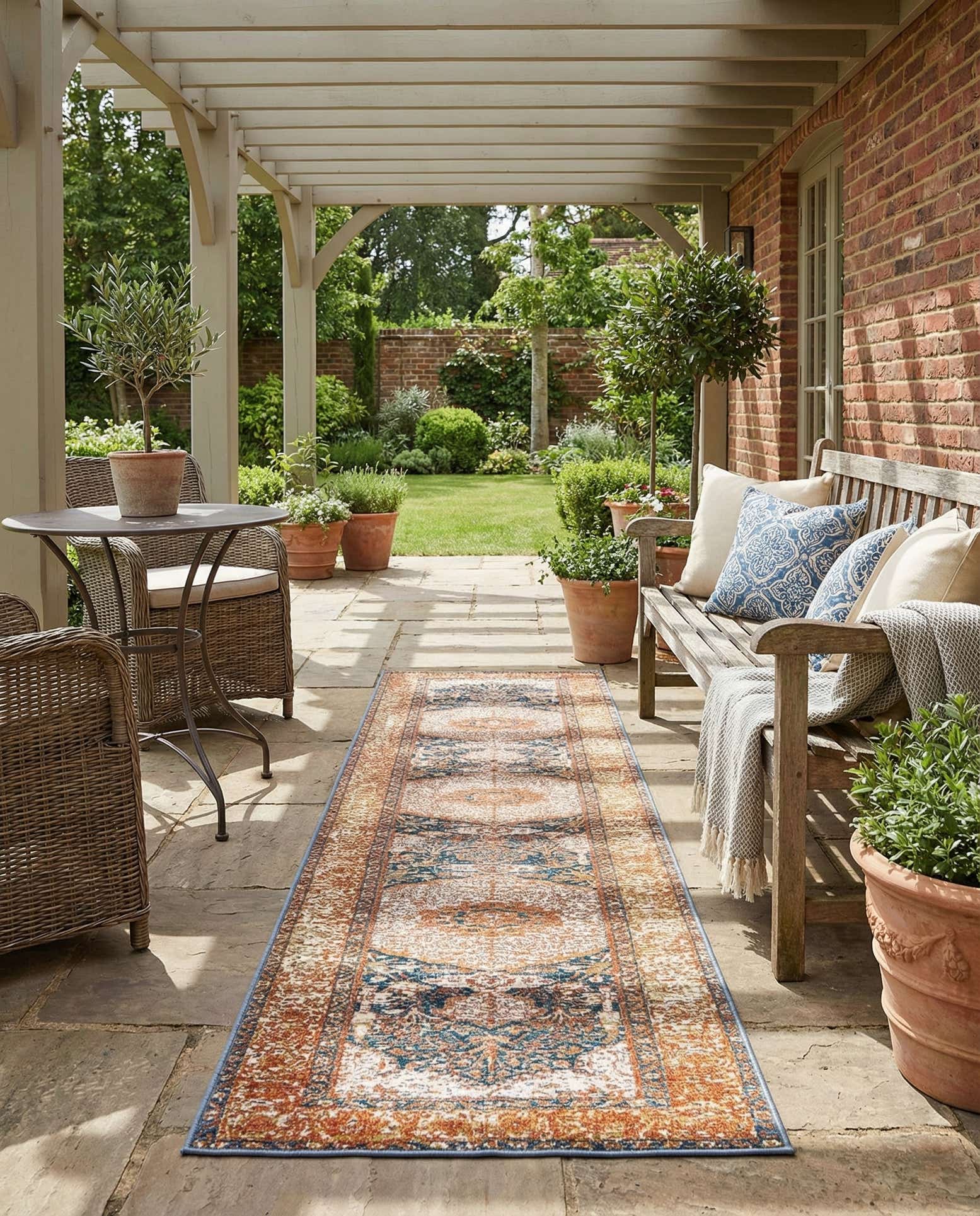 2' 7 x 12' Easy-Clean Traditional Indoor / Outdoor Runner Rug