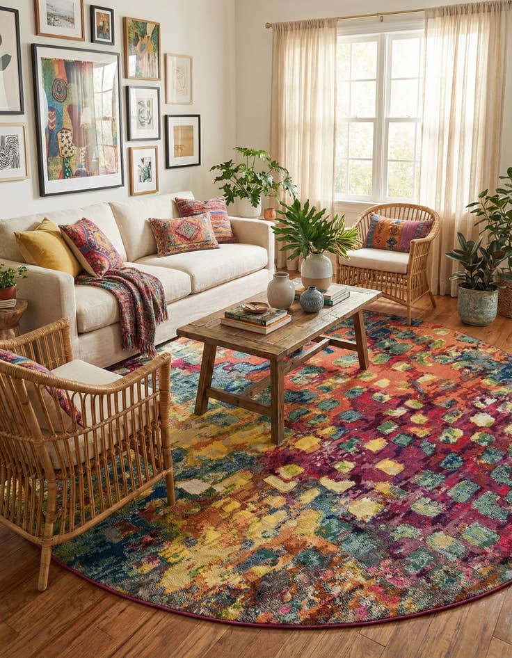 Detail image of 12' 2 x 12' 2  Washable Barcelona Round Rug