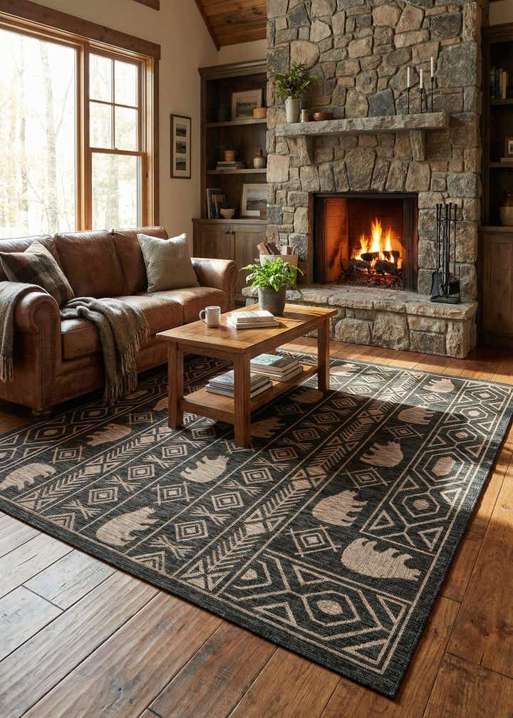 7' 10 x 7' 10 Easy-Clean Southwestern Indoor / Outdoor Square Rug