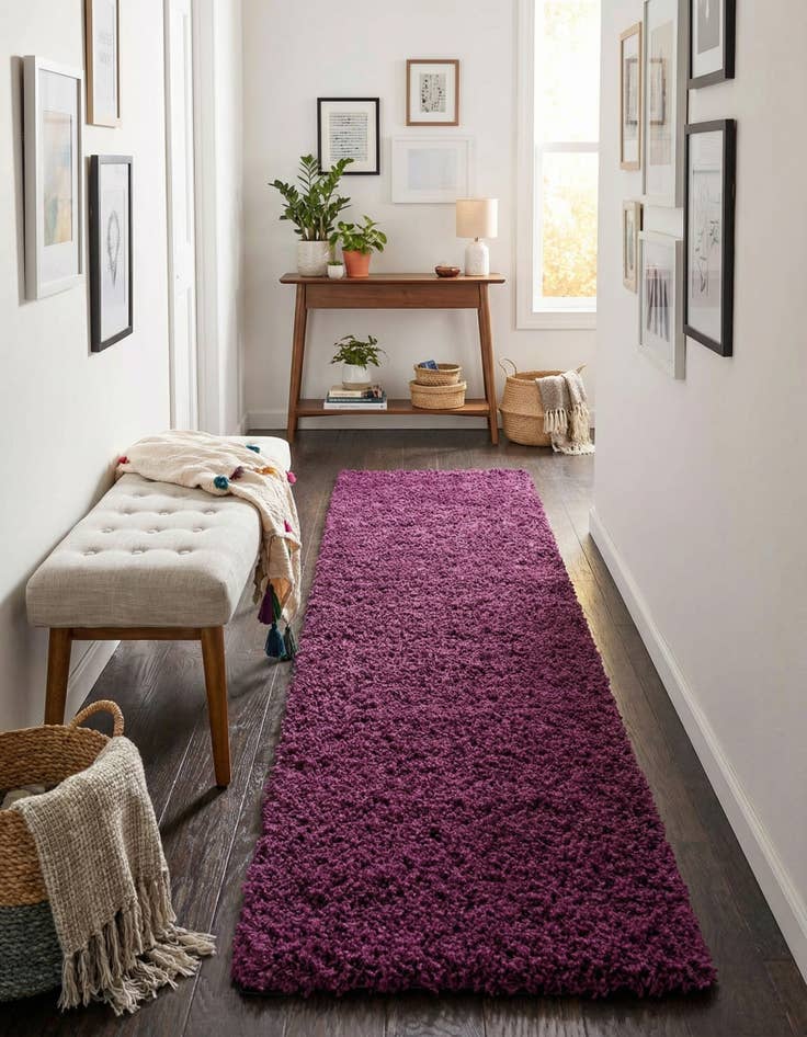 Detail image of  2' 7 x 16' 5 Solid Shag Runner Rug