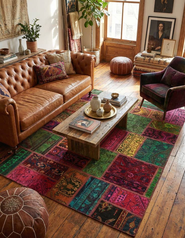 Detail image of  5' 9 x 7' 7  Hand Knotted Ultra Vintage Persian Wool Rug