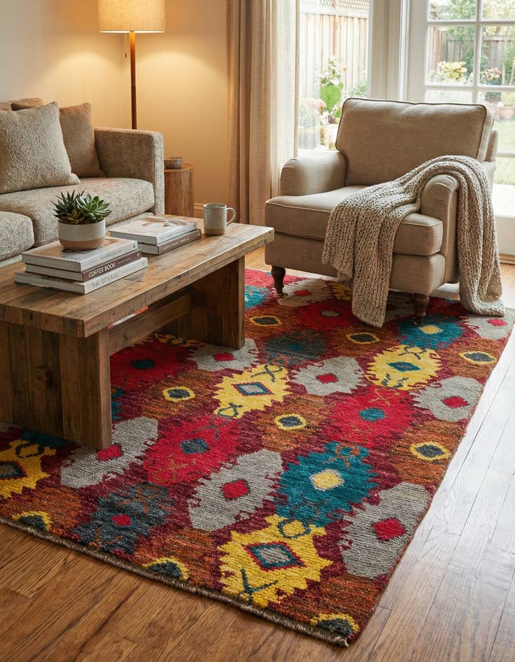 Detail image of 4' 1 x 6' 4  Hand Knotted Darya Wool Rug