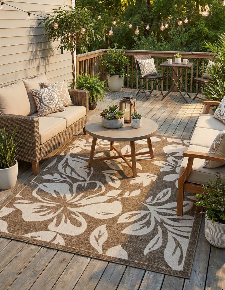 Detail image of 7' x 10'  Washable Botanical Indoor / Outdoor Rug