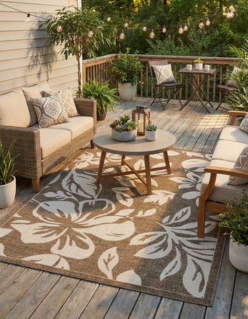 7' x 10' Easy-Clean Botanical Indoor / Outdoor Rug
