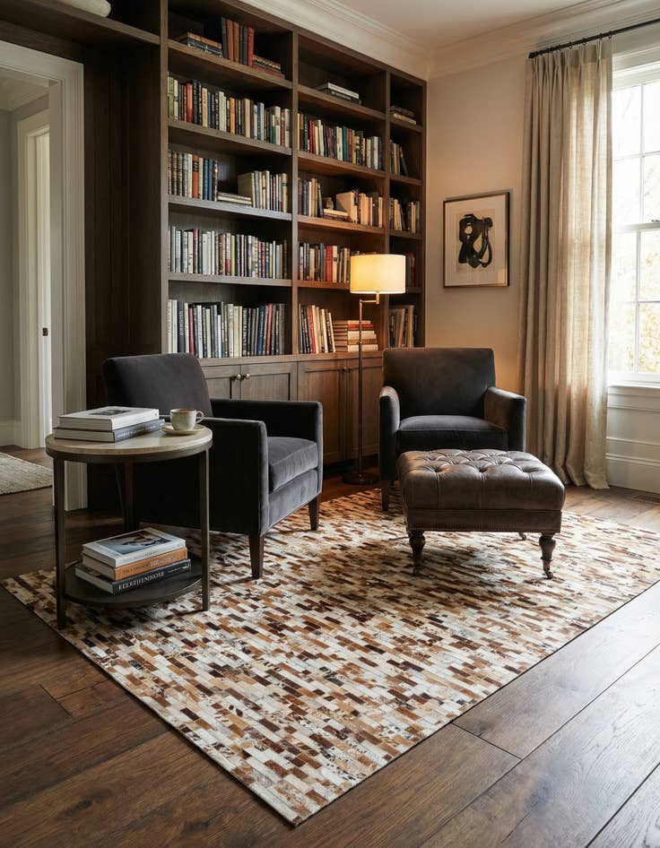 Detail image of 5' 2 x 8' Cowhide Leather Rug