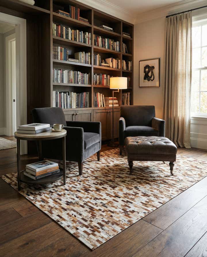 5' 2 x 8' Cowhide Leather Rug