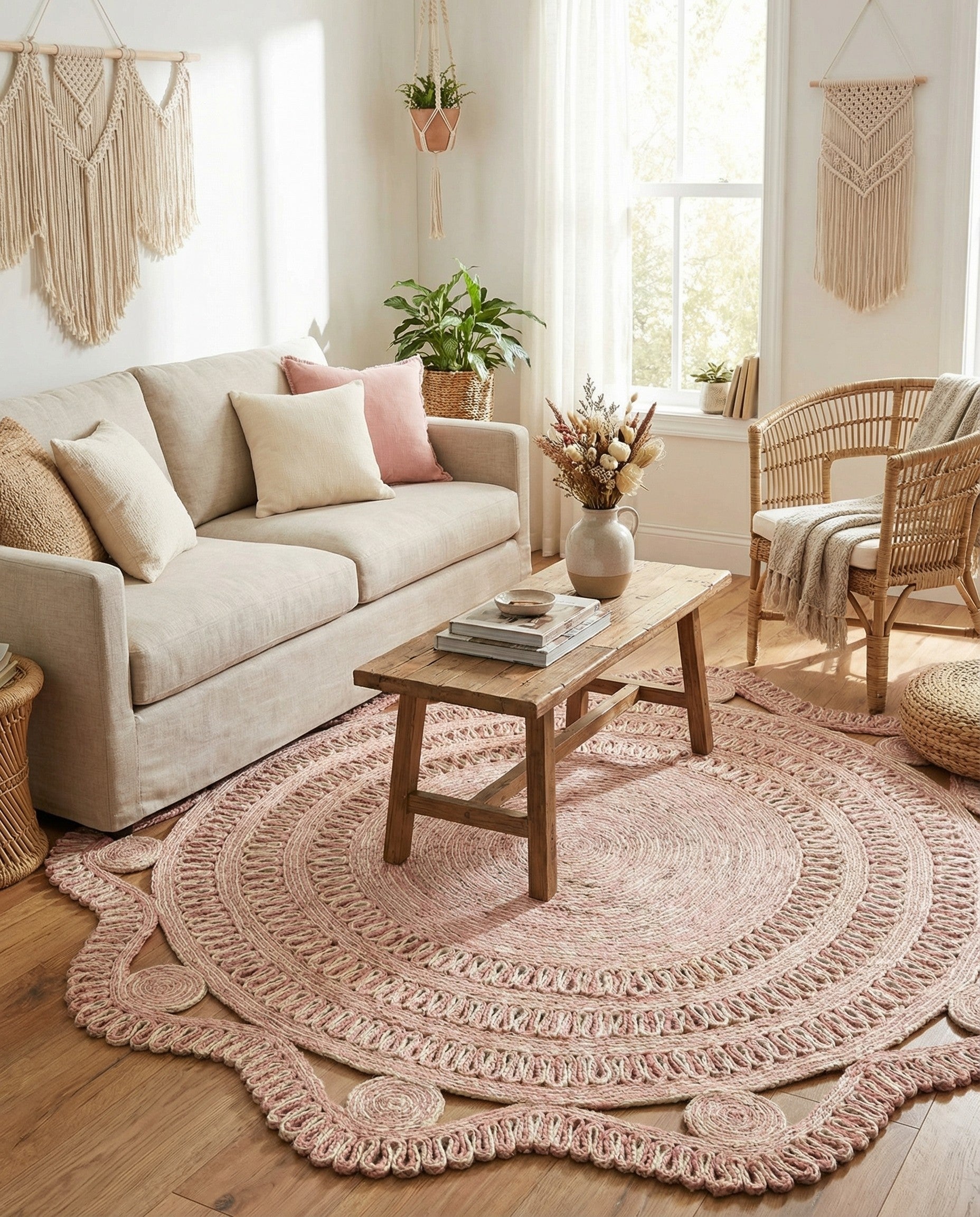  6' 1 x 6' 1  Hand Braided Jute Round Rug