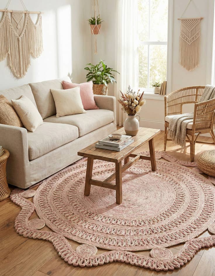 Detail image of 6' 1 x 6' 1  Hand Braided Jute Round Rug