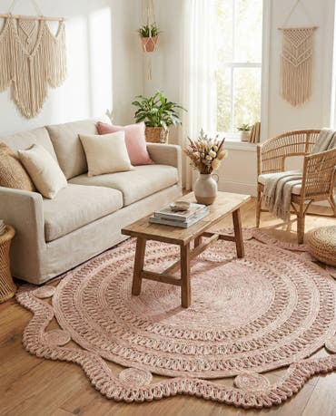  6' 1 x 6' 1  Hand Braided Jute Round Rug