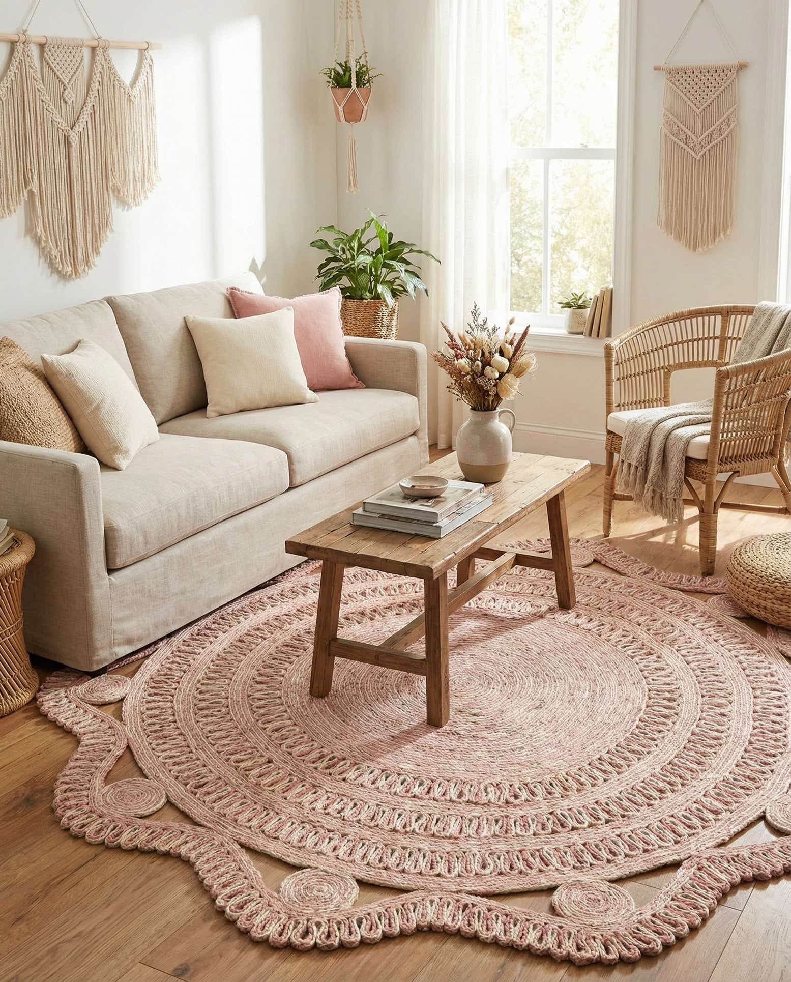 6' 1 x 6' 1 Handmade Braided Jute Round Rug