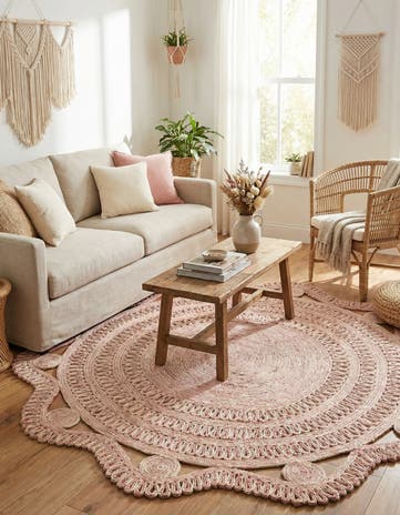 6' 1 x 6' 1 Handmade Braided Jute Round Rug