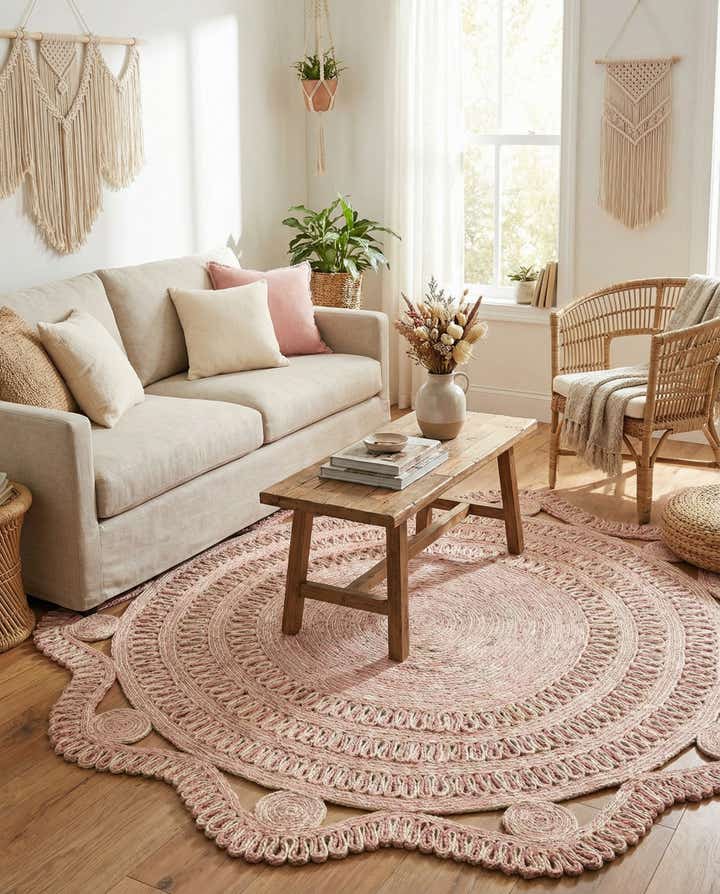 6' 1 x 6' 1 Handmade Braided Jute Round Rug