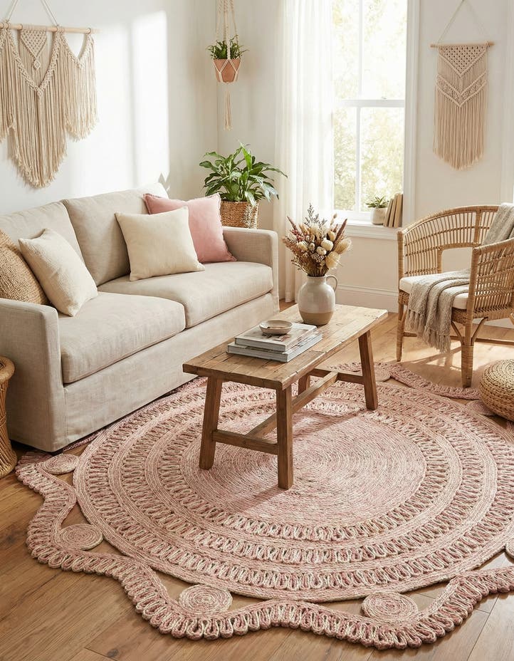 6' 1 x 6' 1 Handmade Braided Jute Round Rug